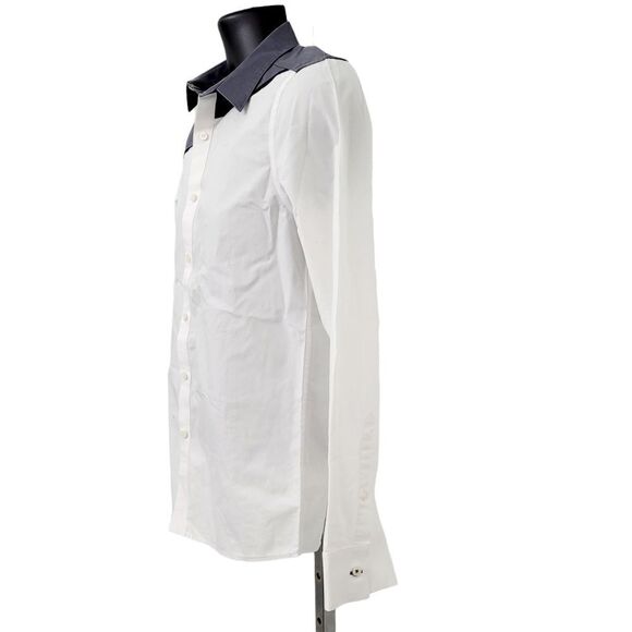 2/$20Top Fashion Grey & White Buttons Down Shirt Slim Fit Size: Small - Picture 4 of 6